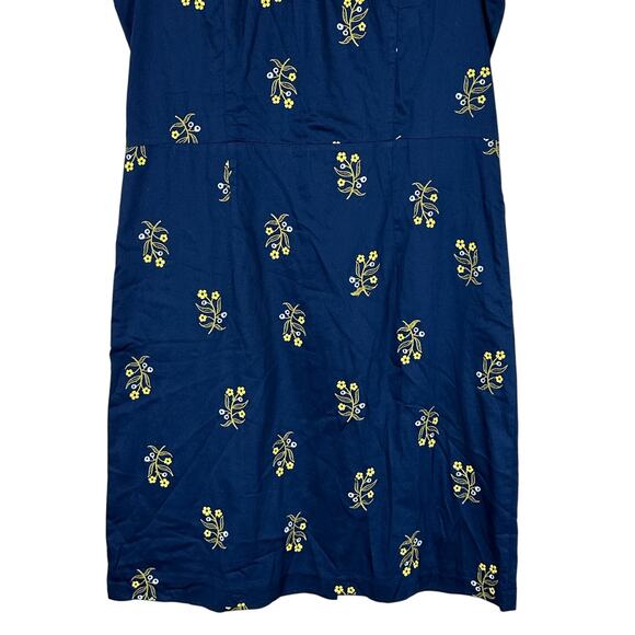 Lands End Dress Womens 12 Blue 100% Cotton Embroidered Floral Cottagecore Boho - Picture 3 of 6